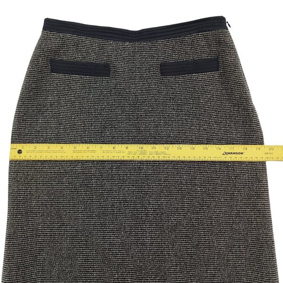 Max Mara Heathered Knit Pencil Skirt Womens 8 Gray Black Wool Blend Knee Length - Picture 8 of 12